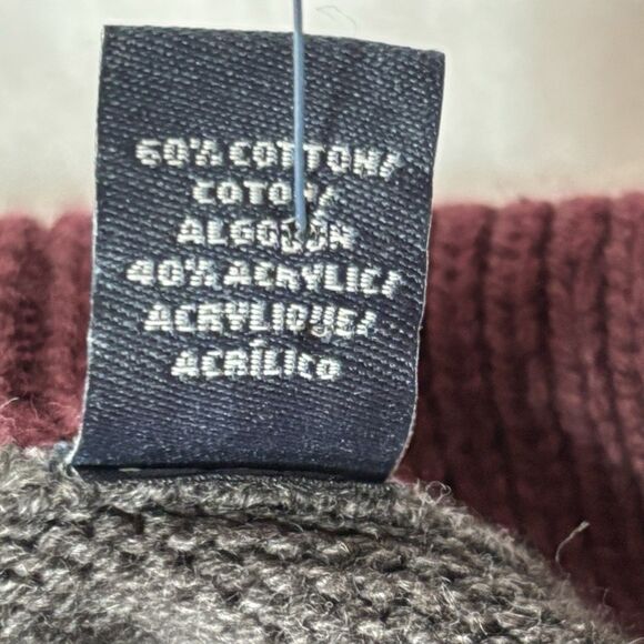 ARROW Cable Knit Sweater Gray Mock Neck w Buttons Thick Warm Pullover - Picture 8 of 9